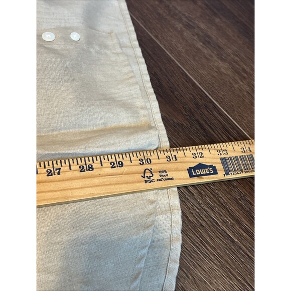 Preswick & Moore Button Up Dress Shirt Mens Sz XL Khaki Linen Blend Corp Church - Picture 8 of 9